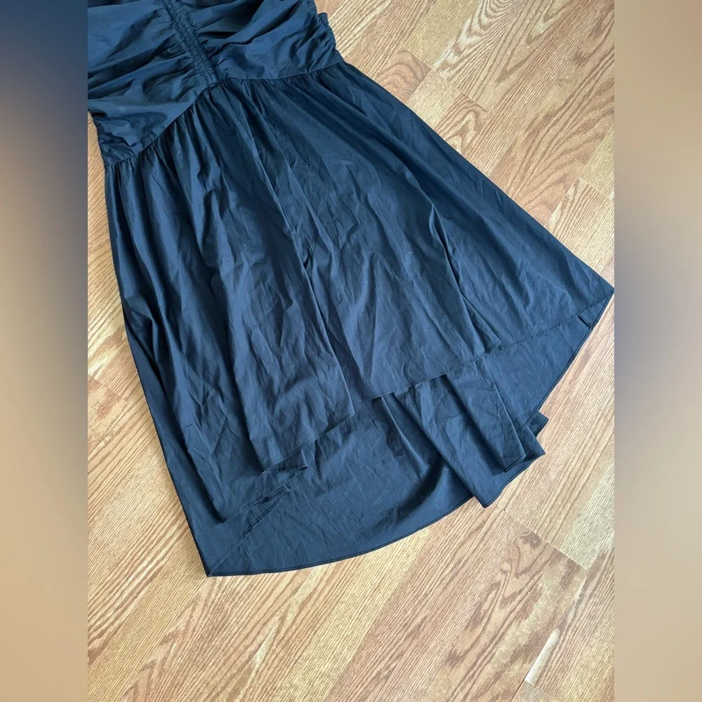 Veronica Beard Drop Waist Ruched High-Low Midi Dress | Black | Size 2 - Picture 7 of 12